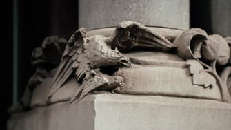 Stone sculptures on the NLI building