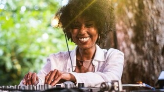 Woman DJing