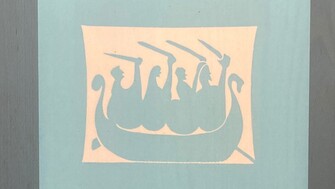 Book jacket of the Seamus Heaney collection North. with viking ship image