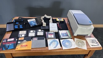 An assortment of floppy discs presented on a table
