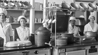 Cooking Ranges at Majestic Hotel, Tramore, with staff of four.