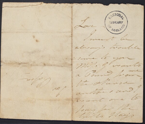 Note from Mary O'Connell to Daniel O'Connell
