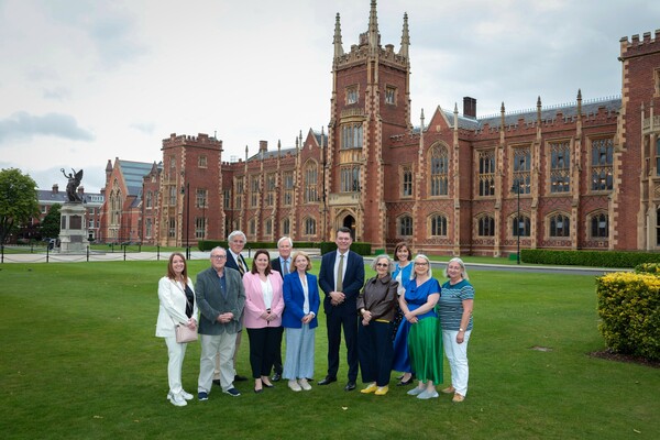 ane O’Neill, QUB Librarian   John Grenham, NLI Board   Eoin McVey, NLI Chairperson    Genevieve Wyeth, NLI Board   Dr Brian Lang, NLI Board   Caitriona Sharkey, NLI Board   Prof Richard Miles, QUB Provost and Deputy Vice-Chancellor   Lorelei Harris, NLI Board   Liz Coffey, NLI Board and Head of Communications and Development    Dr Audrey Whitty, NLI Director   Deirdre Wildy, QUB Head of Special Collections and Archives 