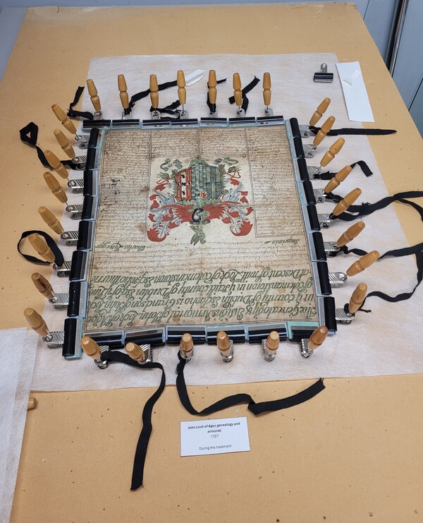 the parchment under tension 