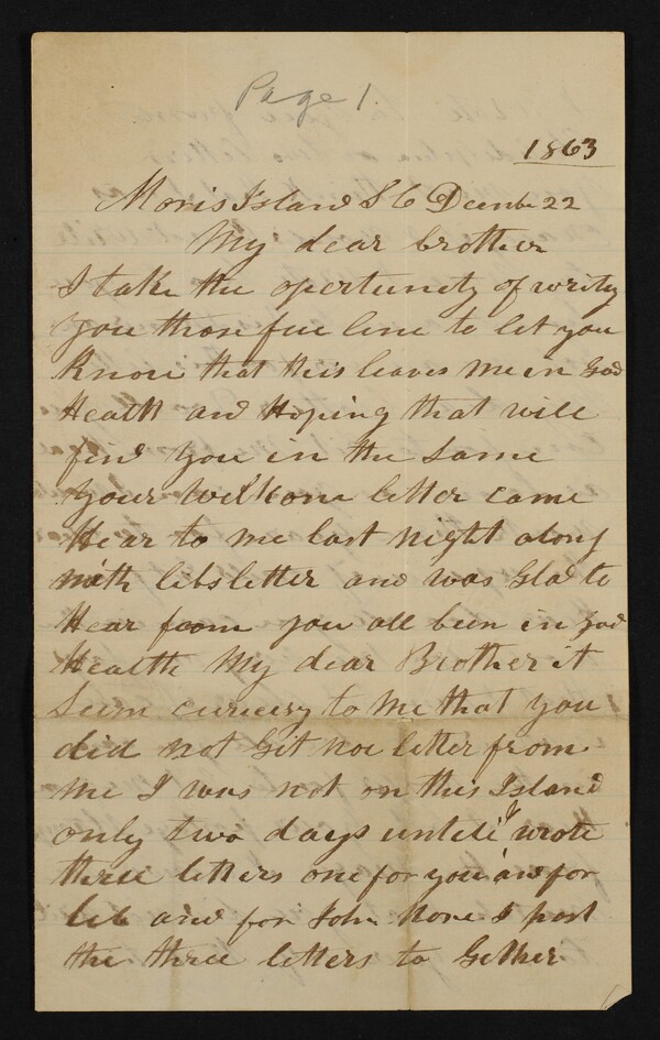 Hand written letter with black trim