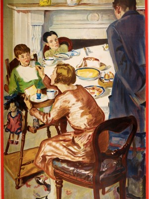 Poster with family having breakfast