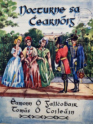 illustrated music score with ladies flirting