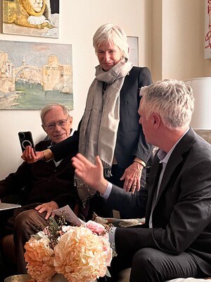 Group photo: Professor Eric Foner, Dr. Eileen Gillooly, Professor Kevin Kenny.