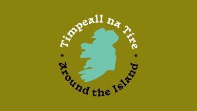 A logo of the island of Ireland circled by text