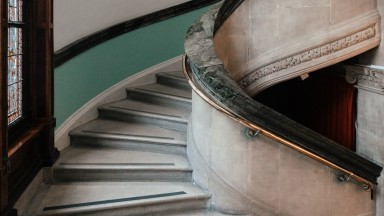 A curved stairway in the NLI's Main Library Building