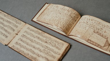 Musical scores in open books