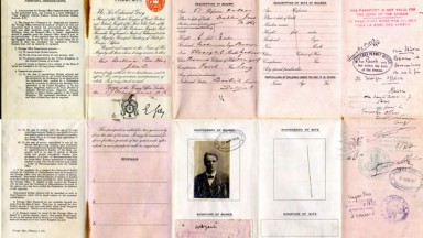 Several pages of WB Yeats' passport laid out flat