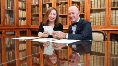 Katherine McSharry, Acting Director of the National Library of Ireland, and Bernárd Lynch