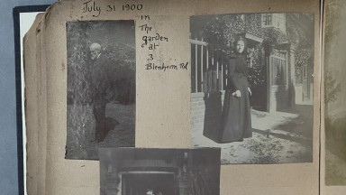 Black and white photographs inside the Elizabeth ‘Lollie’ Corbet Yeats' photograph album