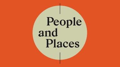 Orange graphic with black text reading People and Places