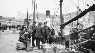 Fishermen on a pier