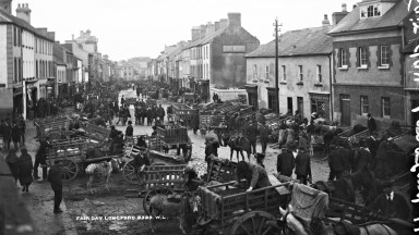 Busy street scene from the Fair Day, Co Longford
