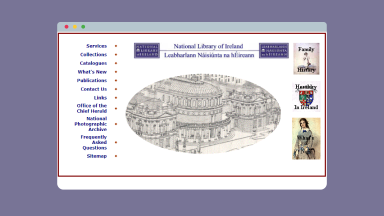 Screenshot of website 2001