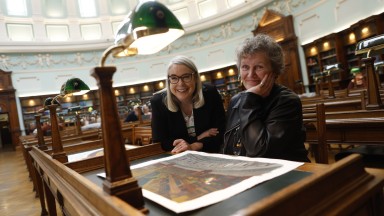Dr Audrey Whitty and Annie West in the Reading Room