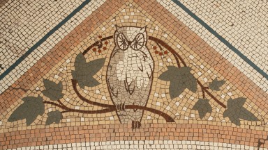 Owl mosaic in floor of the NLI