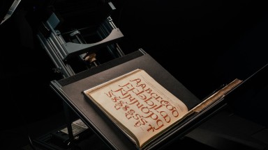 Book in cradle being digitised