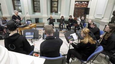 RIAM musicians performing in front hall