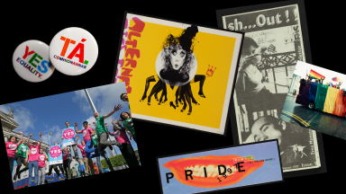 Collage of LGBT + Yes Equality collection materials