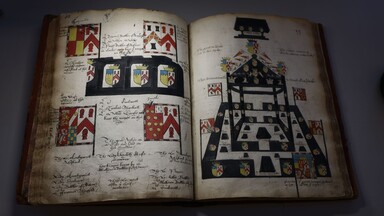 Heraldic book in dark lighting