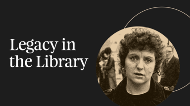 image of nell with legacy in the library heading