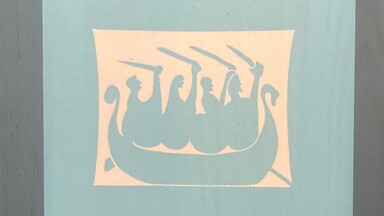 Book jacket of the Seamus Heaney collection North. with viking ship image