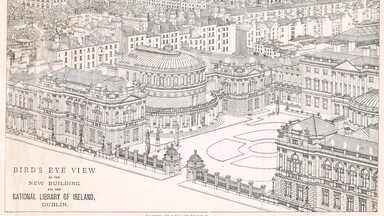 National Library of Ireland architect's drawing; NLI bird's-eye view | PD AD 3577_LBR 7279