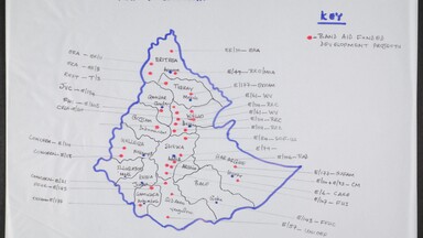 A map of charity projects in Ethiopia