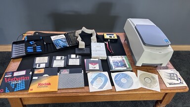 An assortment of floppy discs presented on a table