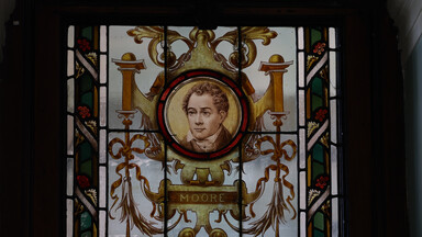 Stained glass window of Thomas Moore at the NLI