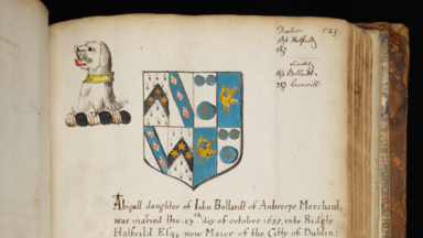 Funeral entry of Abigail Bollard whose father was a merchant of Antwerp NLI GO MS 70 f. 523r