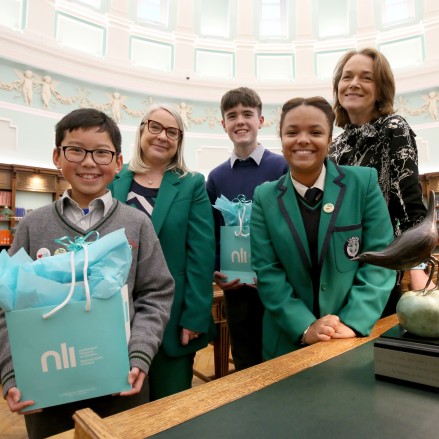 George Pham, Dr Audrey Whitty (Director of the NLI), Shay Collins, Ellie Reynolds and Liz Kelly (Director of Poetry Ireland)