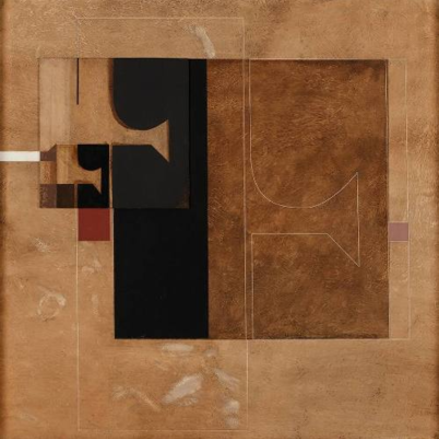 Brown squares abstract painting
