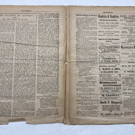 Newspaper before conservation treatment