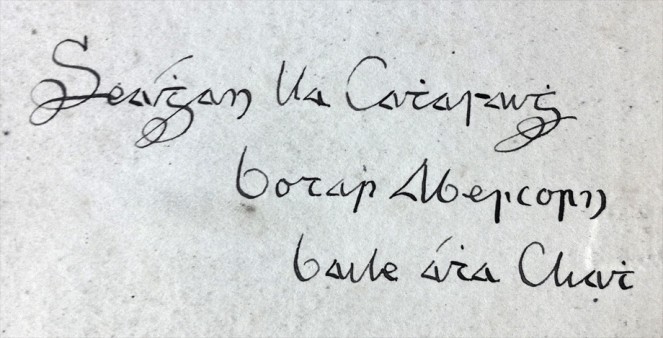Gaelic form of Sean O'Casey's signature Gaelic form of Sean O'Casey's signature