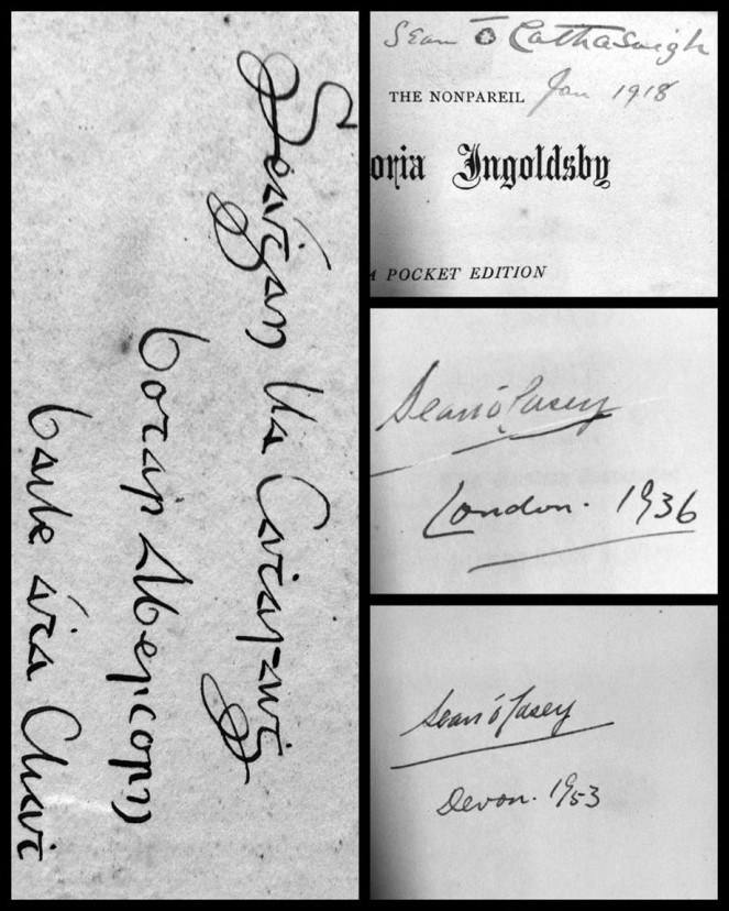 A range of O'Casey ownership signatures A range of O'Casey ownership signatures