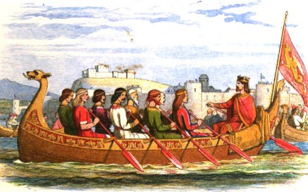 The Barge of Edgar Manned by Eight Kings on the Dee, from A Chronicle of England (1864) by James Doyle