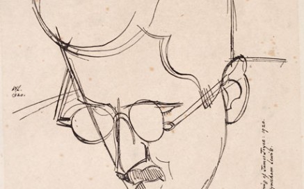 Drawing of James Joyce by Wyndham Lewis, 1920. NLI Ref: PD JOYC-JA (1) II