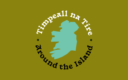 A logo of the island of Ireland circled by text