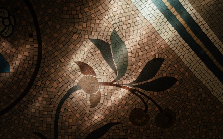 Image of a close up of mosaic floor detail in the library