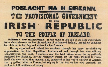 A copy of the Proclamation of the Irish Republic 