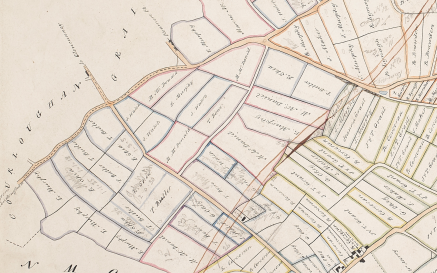 Open page zoomed in on displaying a line map of Clonmore from Maps of Estates in the County of Kilkenny, 1847 Clonmore/ Fiddown (MS L 476)