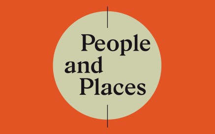 Orange graphic with black text reading People and Places