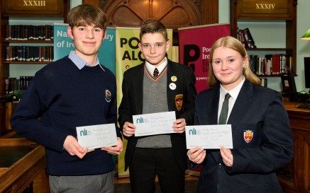 Luke Dolan, Jack Monaghan and Sarah Joyce in the NLI's Reading Room