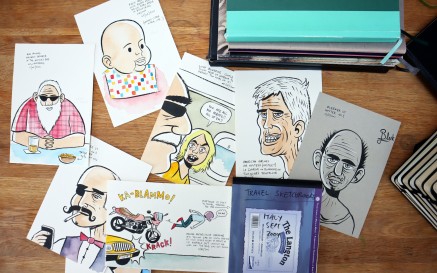sketches laid out on a table