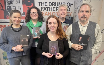 Group holding pamphlets in NLI Sean O'Casey Room